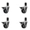 Service Caster 3.5'' Thermoplastic Rubber Swivel 1-5/8'' Expanding Stem Caster Set with Brake, 4PK SCC-EX20S3514-TPRB-PLB-158-4 - alternate 1
